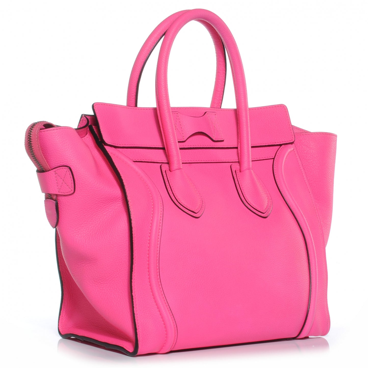 Drummed Calfskin Mini Luggage Fluo Pink