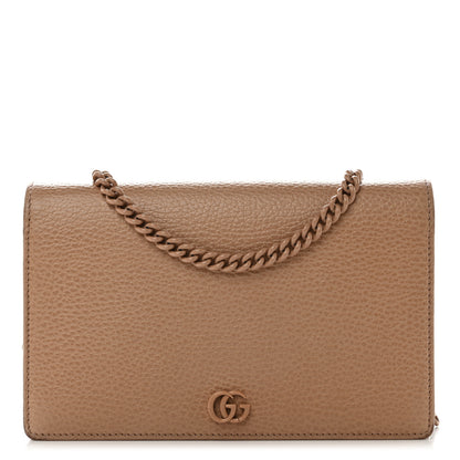 Gucci Dollar Calfskin Enamel Monochrome Mini GG Marmont Chain Wallet Camelia 1 of 12
