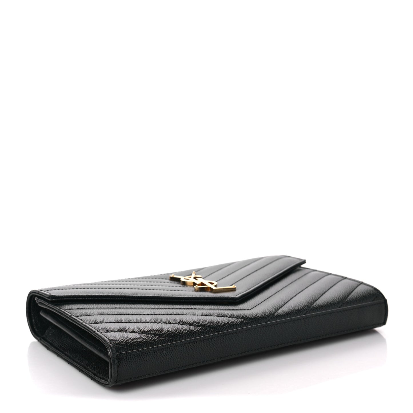 Grain De Poudre Matelasse Chevron Monogram Chain Wallet Black