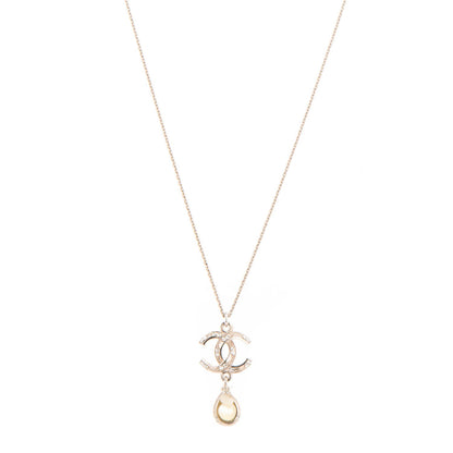 Chanel Crystal CC Drop Necklace Silver 1 of 5