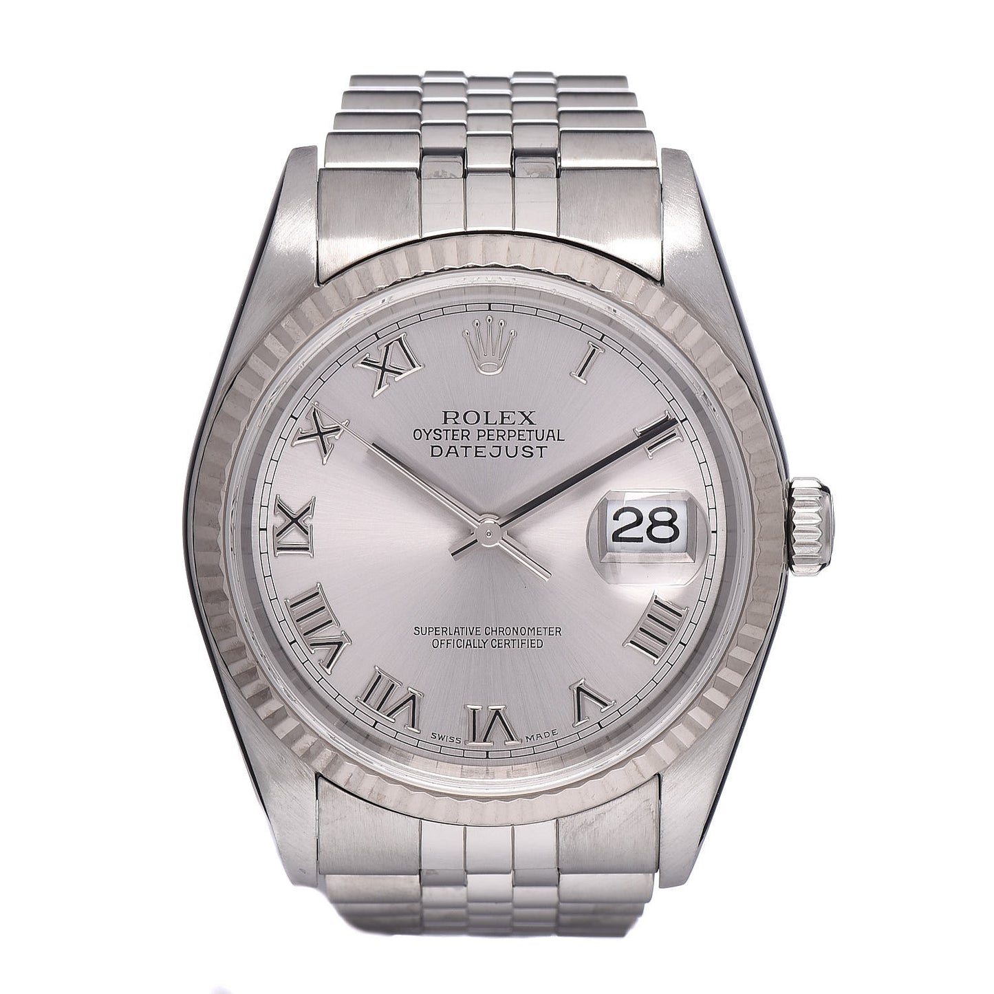 Stainless Steel 18K White Gold 36mm Oyster Perpetual Datejust Watch Silver 16234