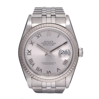 Rolex Stainless Steel 18K White Gold 36mm Oyster Perpetual Datejust Watch Silver 16234 1 of 5