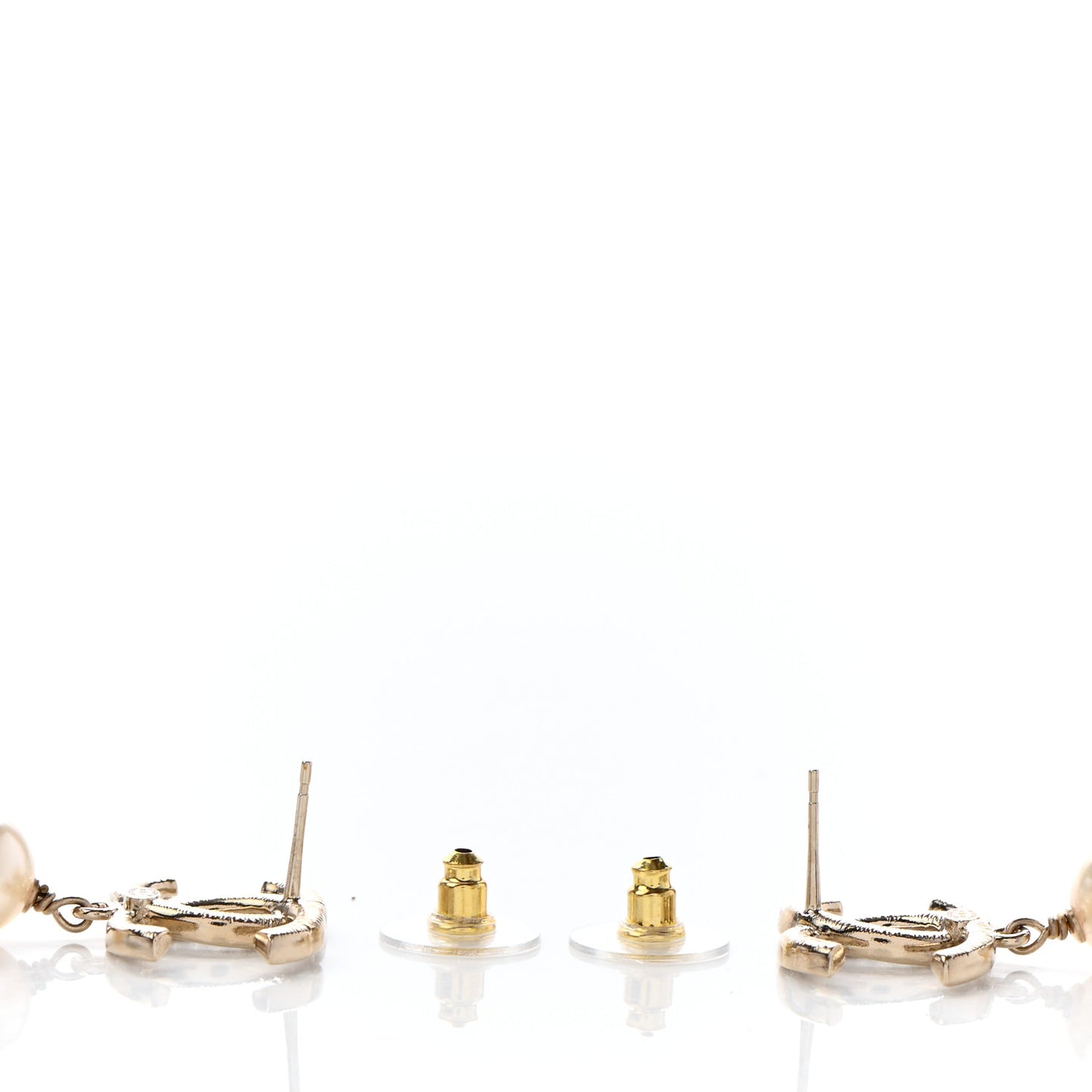 Crystal Pearl CC Drop Earrings Gold