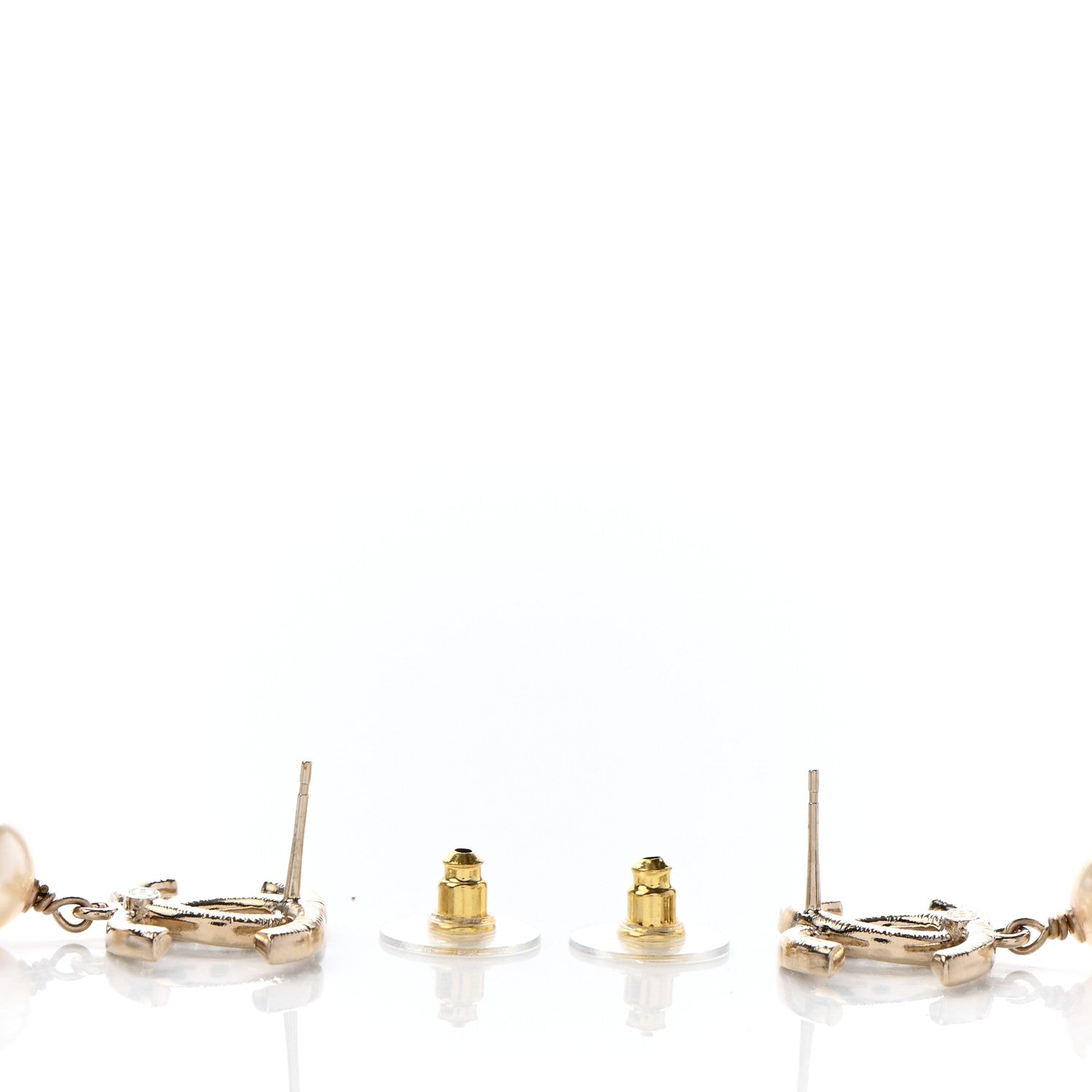 Chanel Crystal Pearl CC Drop Earrings Gold 3 of 4