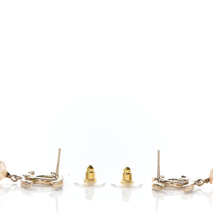 Chanel Crystal Pearl CC Drop Earrings Gold 3 of 4