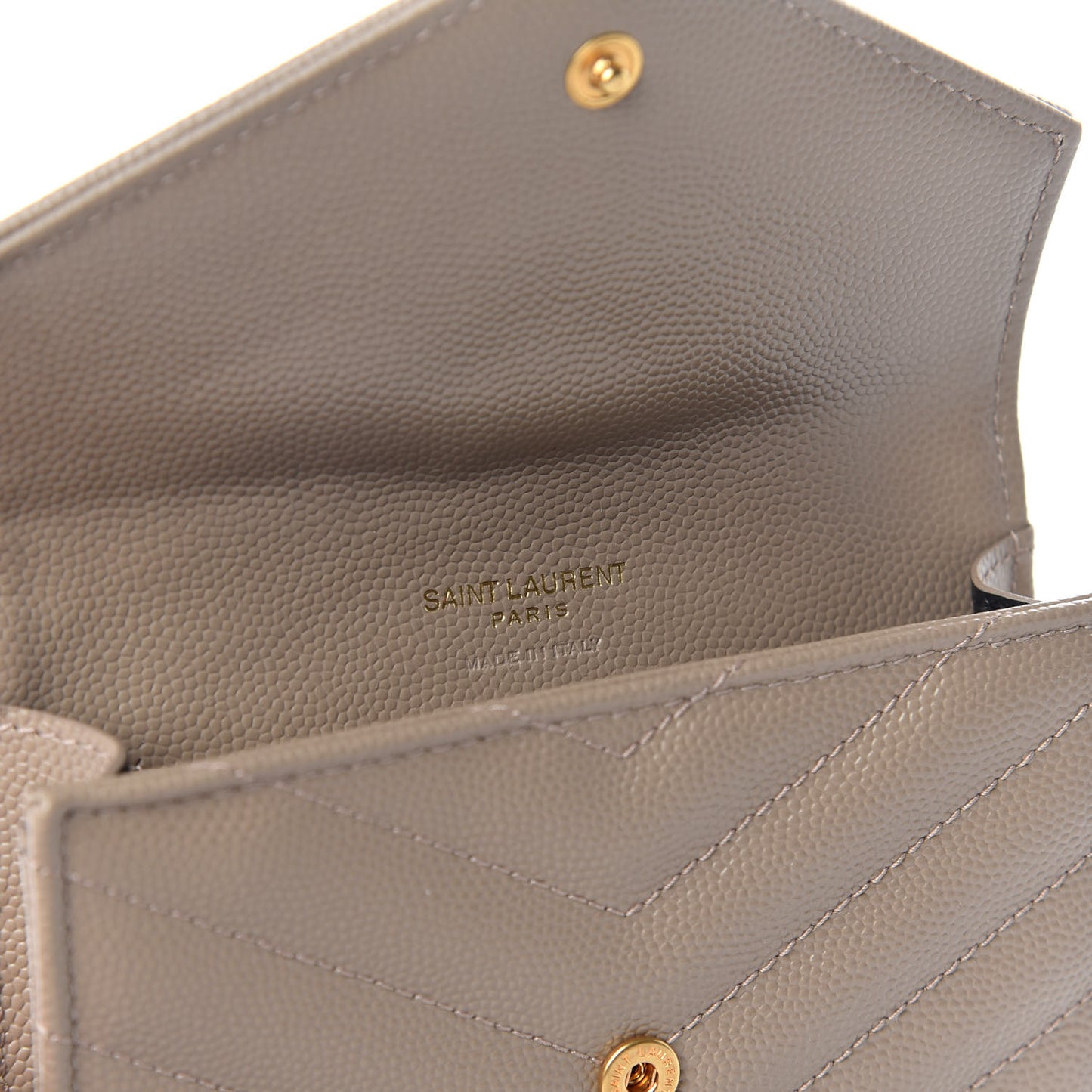 Grain De Poudre Matelasse Chevron Small Monogram Envelope Wallet Dark Beige