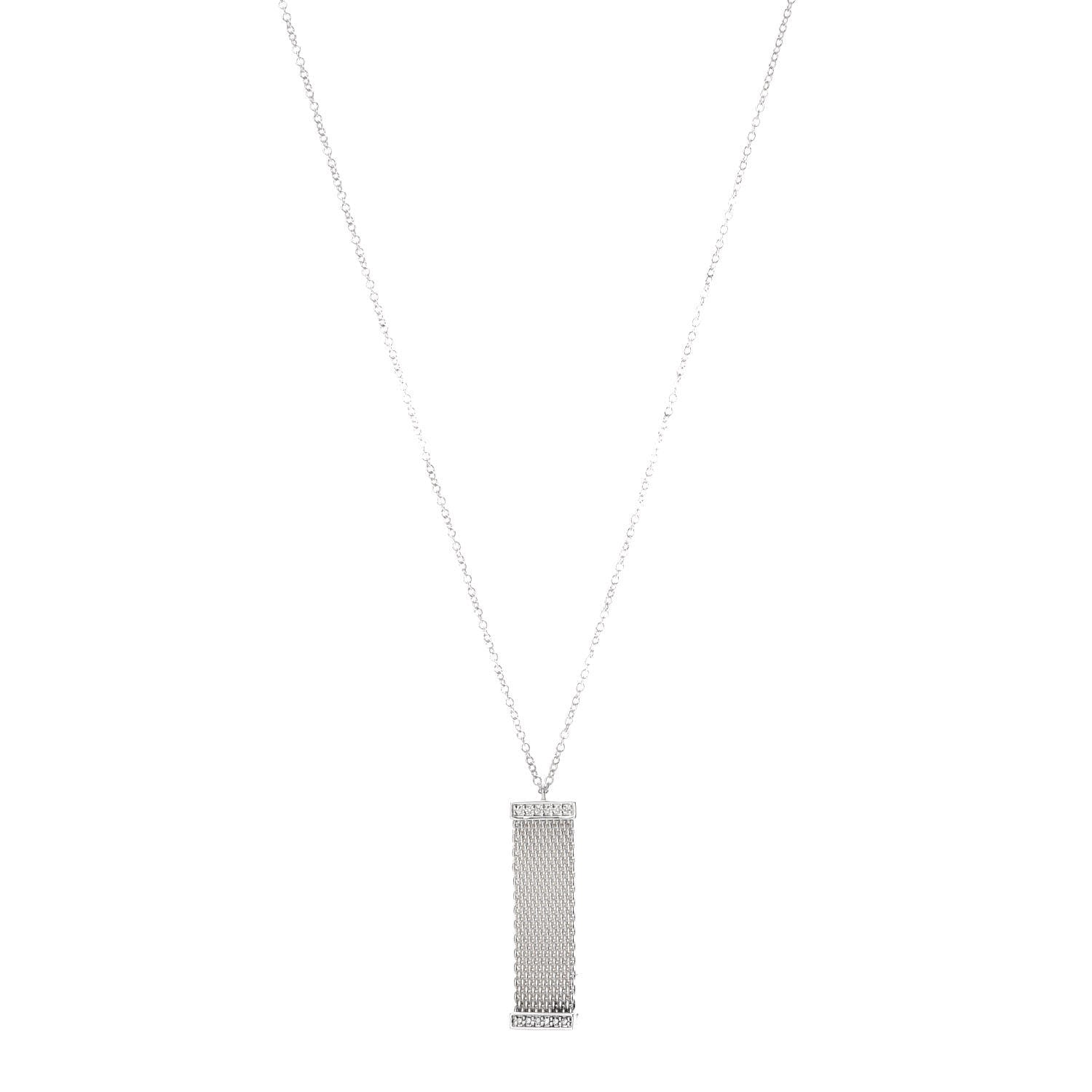 Tiffany Sterling Silver Diamond Somerset Pendant Necklace 1 of 6