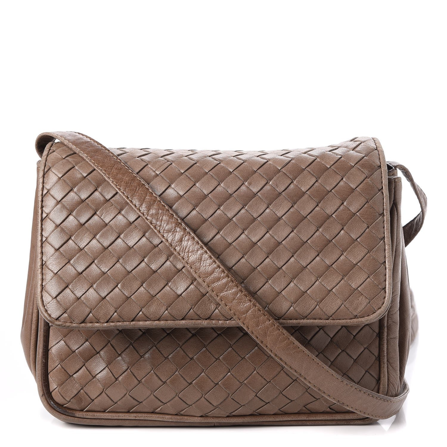 Bottega Veneta BOTTEGA VENETA Nappa Intrecciato Flap Shoulder Bag Bag Old Petra 1 of 19