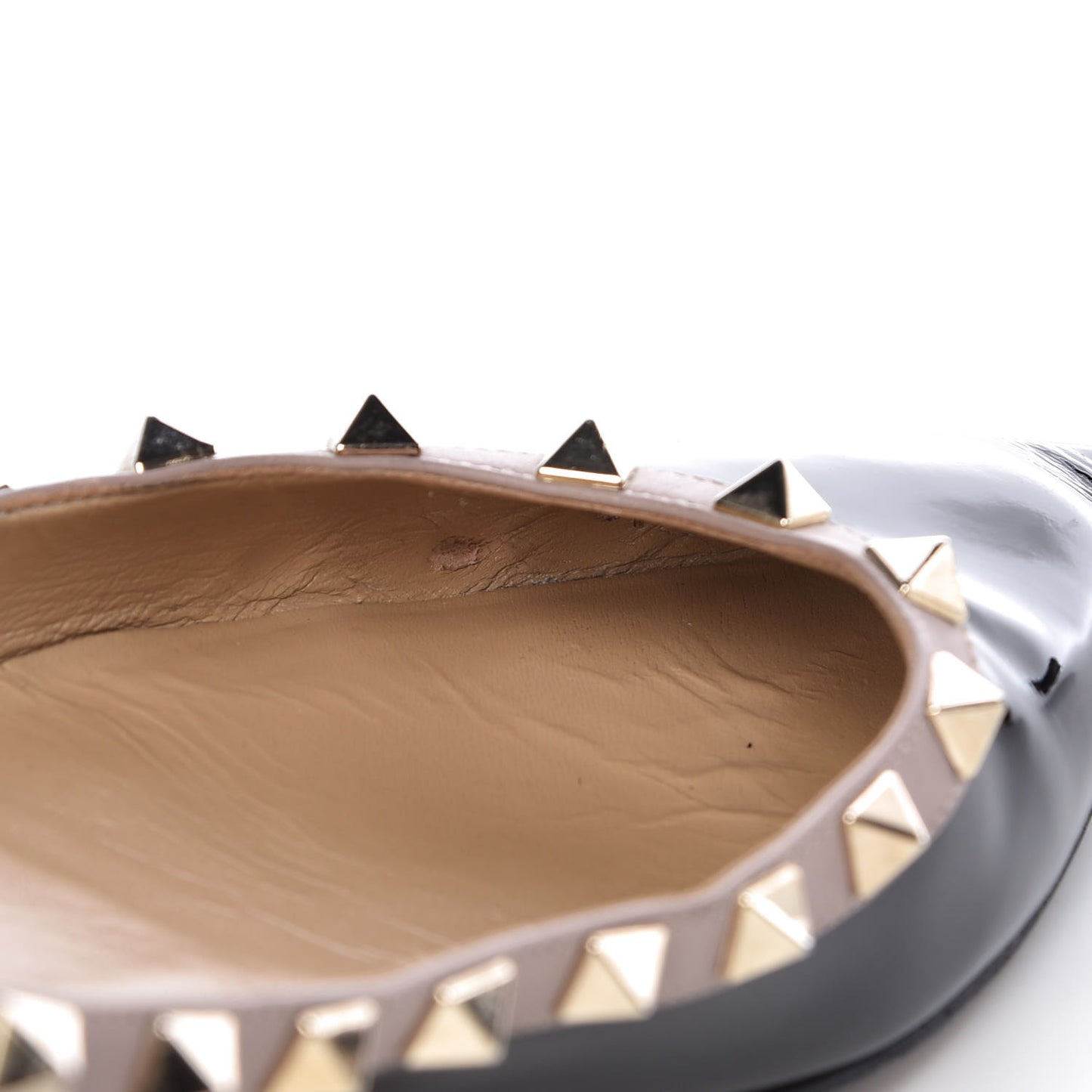 Patent Nappa Rockstud Ballerina Flats 38 Black Poudre