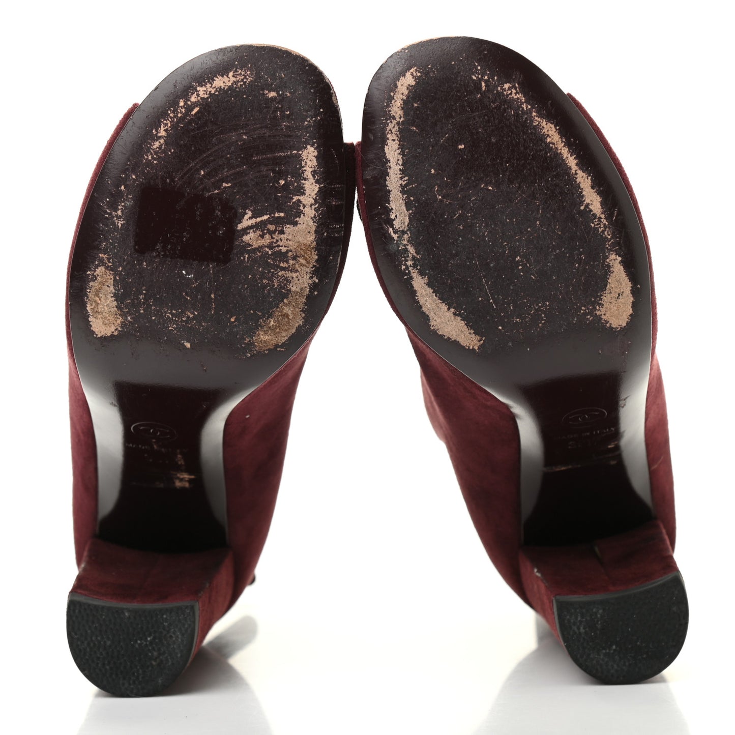 Suede Camellia Short Booties 39.5 Red