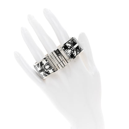 Hermes Enamel Printed Wide Charniere Sangles En ZigZag Hinged Bracelet S Positif Negatif 2 of 4