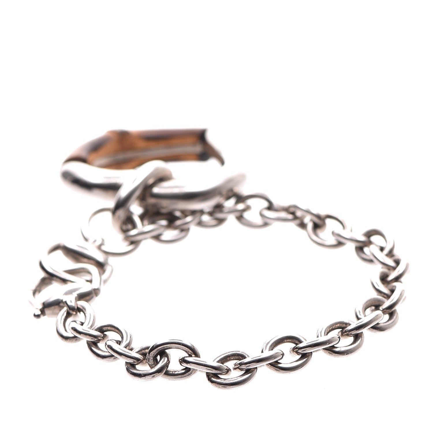 Gucci Sterling Silver Bamboo Heart Horsebit Bracelet 3 of 7
