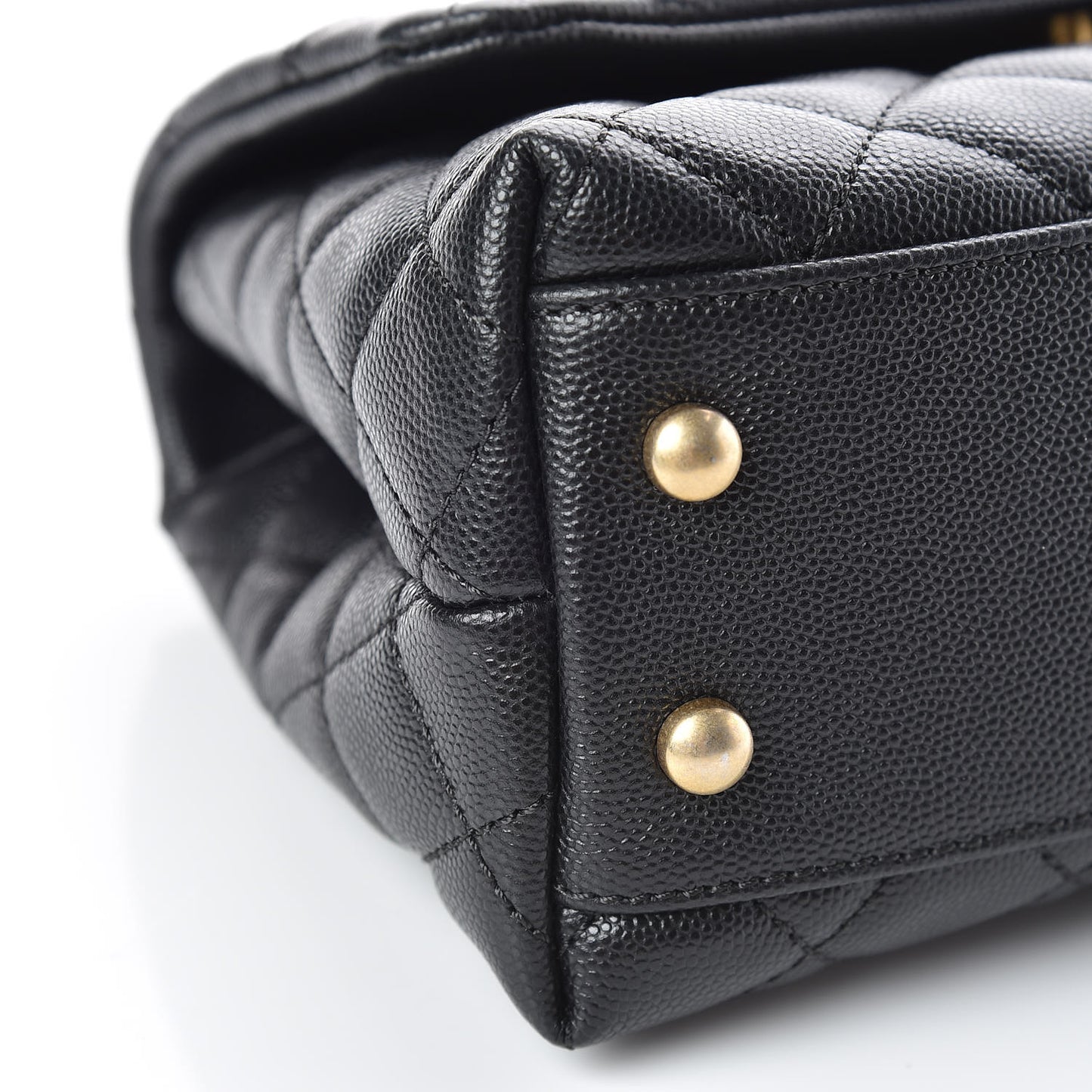 Caviar Lizard Embossed Quilted Mini Coco Handle Flap Black