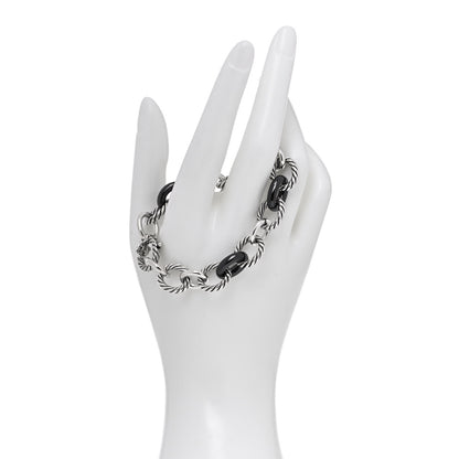 David Yurman Sterling Silver Ceramic 13mm Large Oval Link Bracelet Black 2 of 5