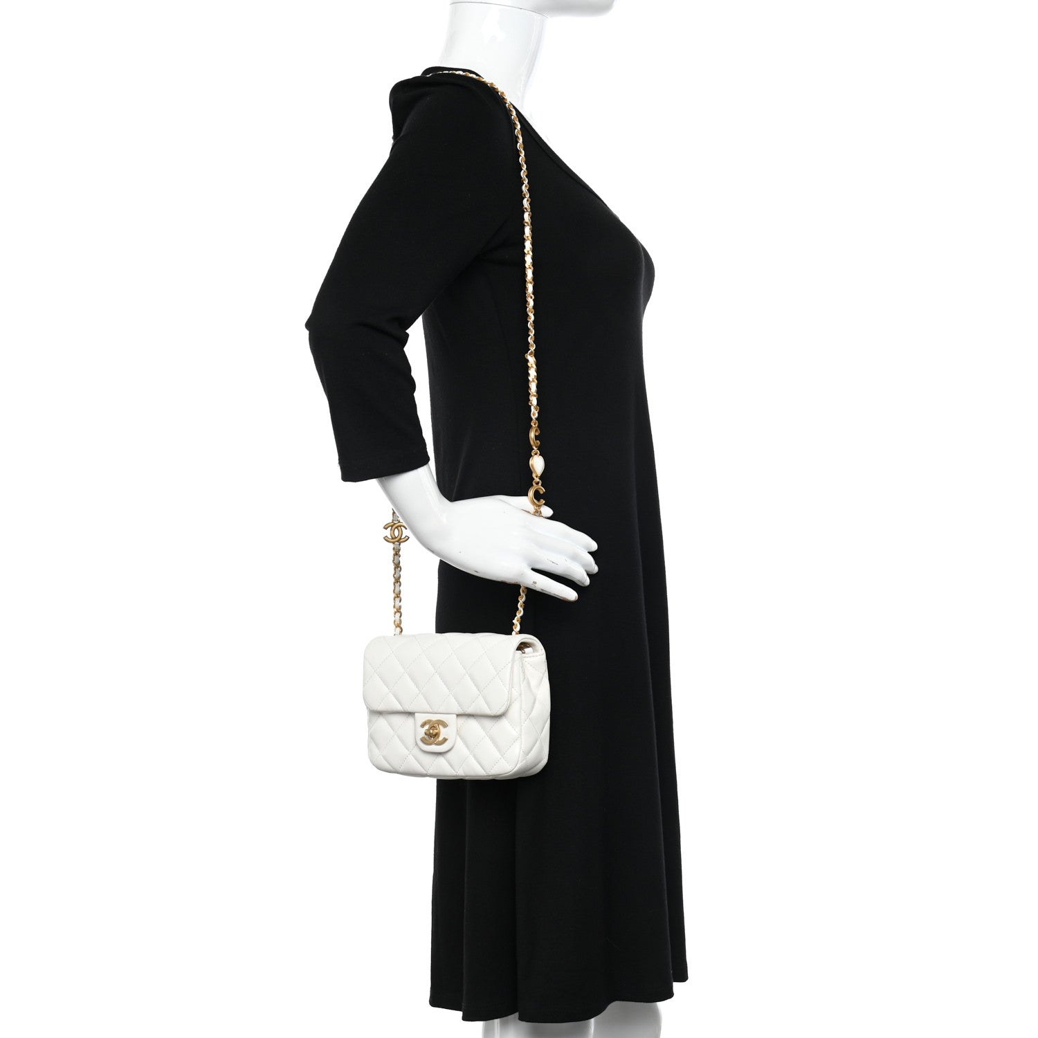 Chanel Lambskin Enamel Quilted Mini Coco Hearts Square Flap White 2 of 10