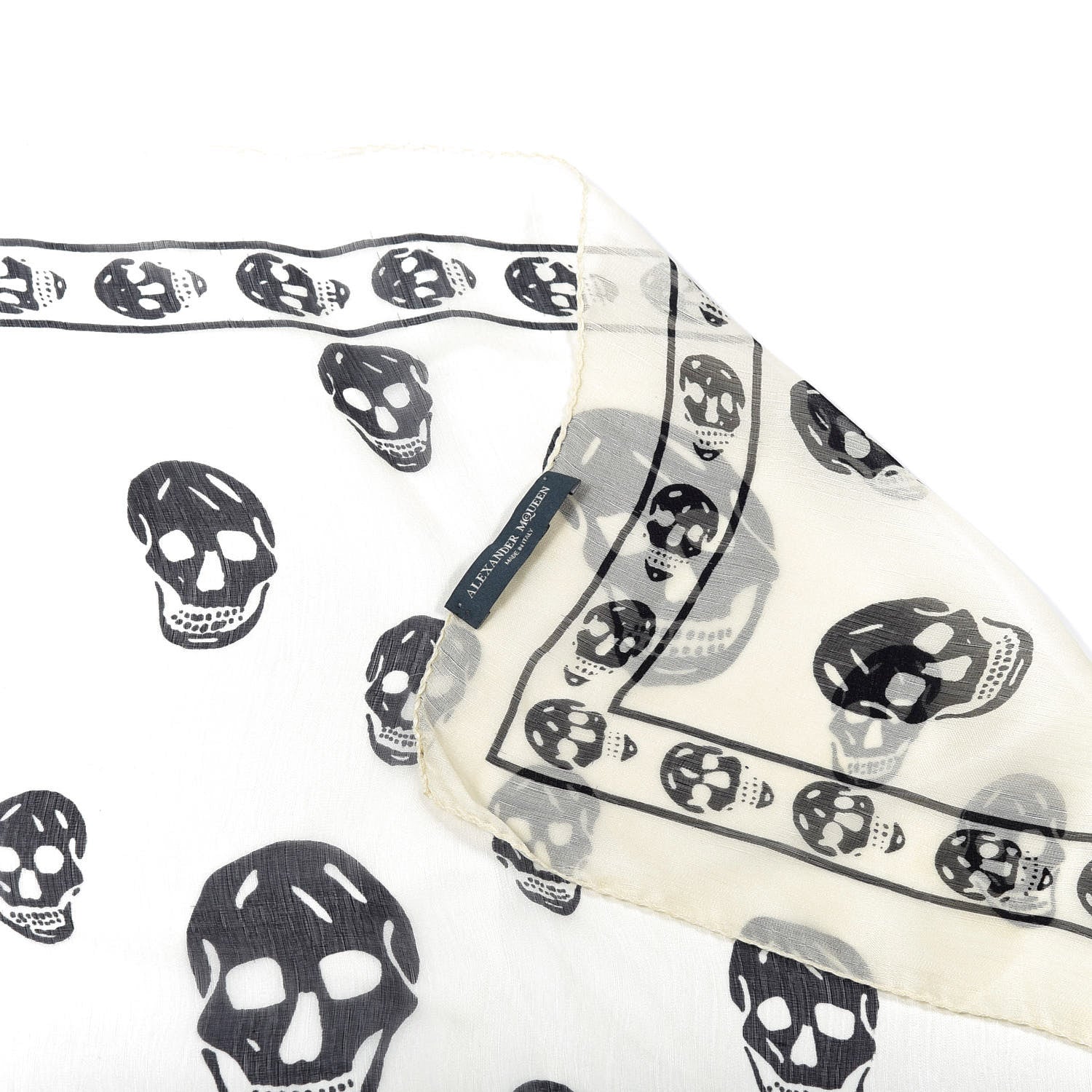 Alexander McQueen Silk Chiffon Skull Scarf Ivory Black 3 of 7