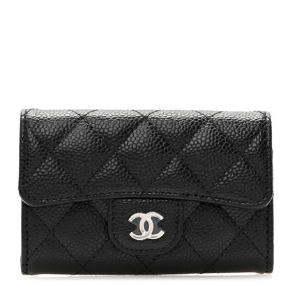 Chanel Caviar Quilted Flap Card Holder Wallet Black 1 of 9