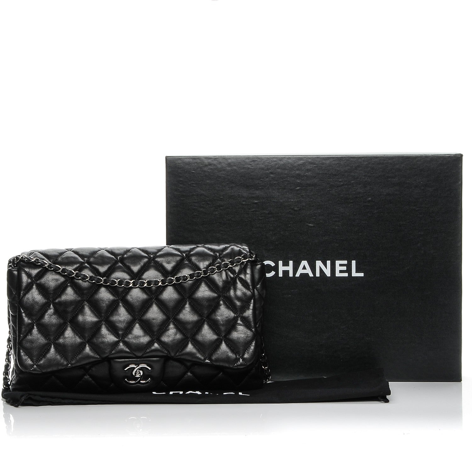 Chanel Lambskin Quilted Large 3 Flap Black 8 of 8