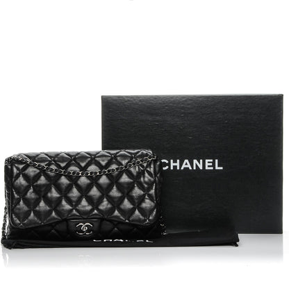 Chanel Lambskin Quilted Large 3 Flap Black 8 of 8
