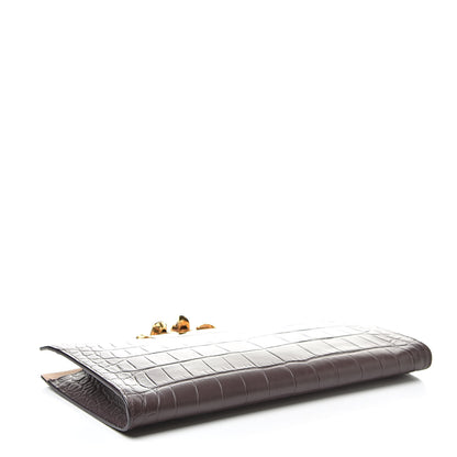 Alexander McQueen Calfskin Crocodile Embossed Knuckle Flat Clutch Burgundy 4 of 6