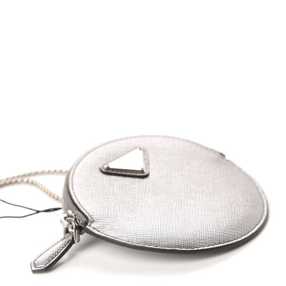 Prada Metallic Saffiano Mini Pouch Cromo 4 of 10