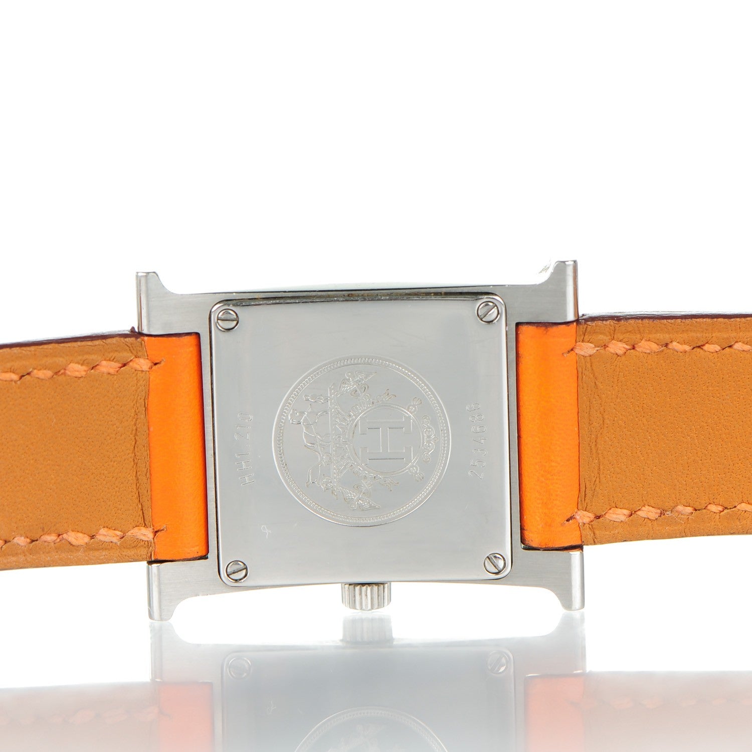 Hermes Stainless Steel Swift 21mm Heure H Hour Quartz Watch Orange 9 of 9