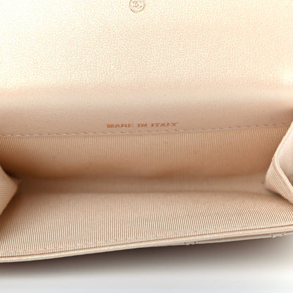 Chanel Iridescent Calfskin Quilted Flap Card Holder Wallet Beige 8 of 8