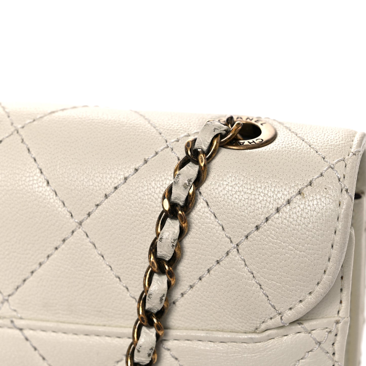Sheepskin Quilted Mini Beauty Lock Flap White