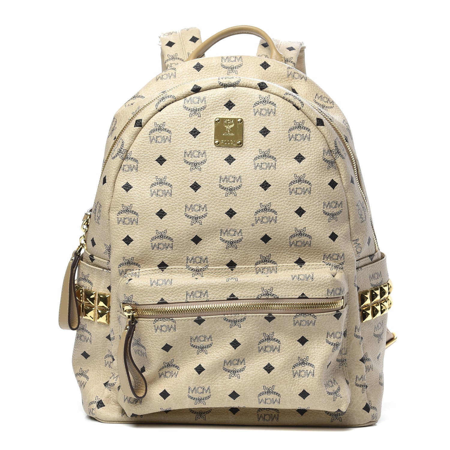MCM Visetos Large Side Studs Stark Backpack Beige 1 of 12