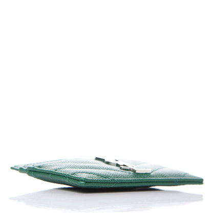 Saint Laurent Grain De Poudre Matelasse Chevron Monogram Credit Card Case Brilliant Grass 4 of 8