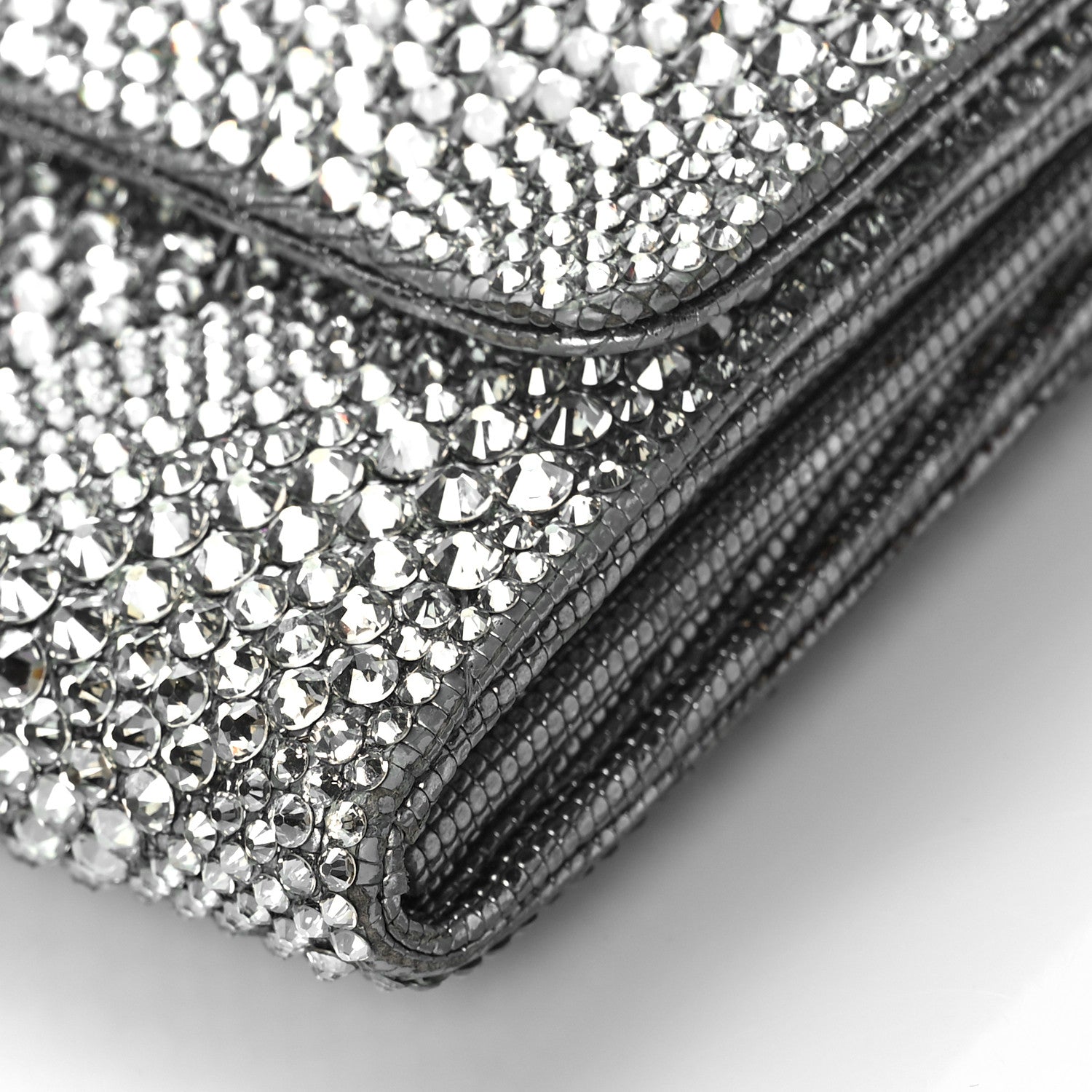 Chanel Crystal Quilted CC Large Gusset Flap Wallet Silver 9 of 10