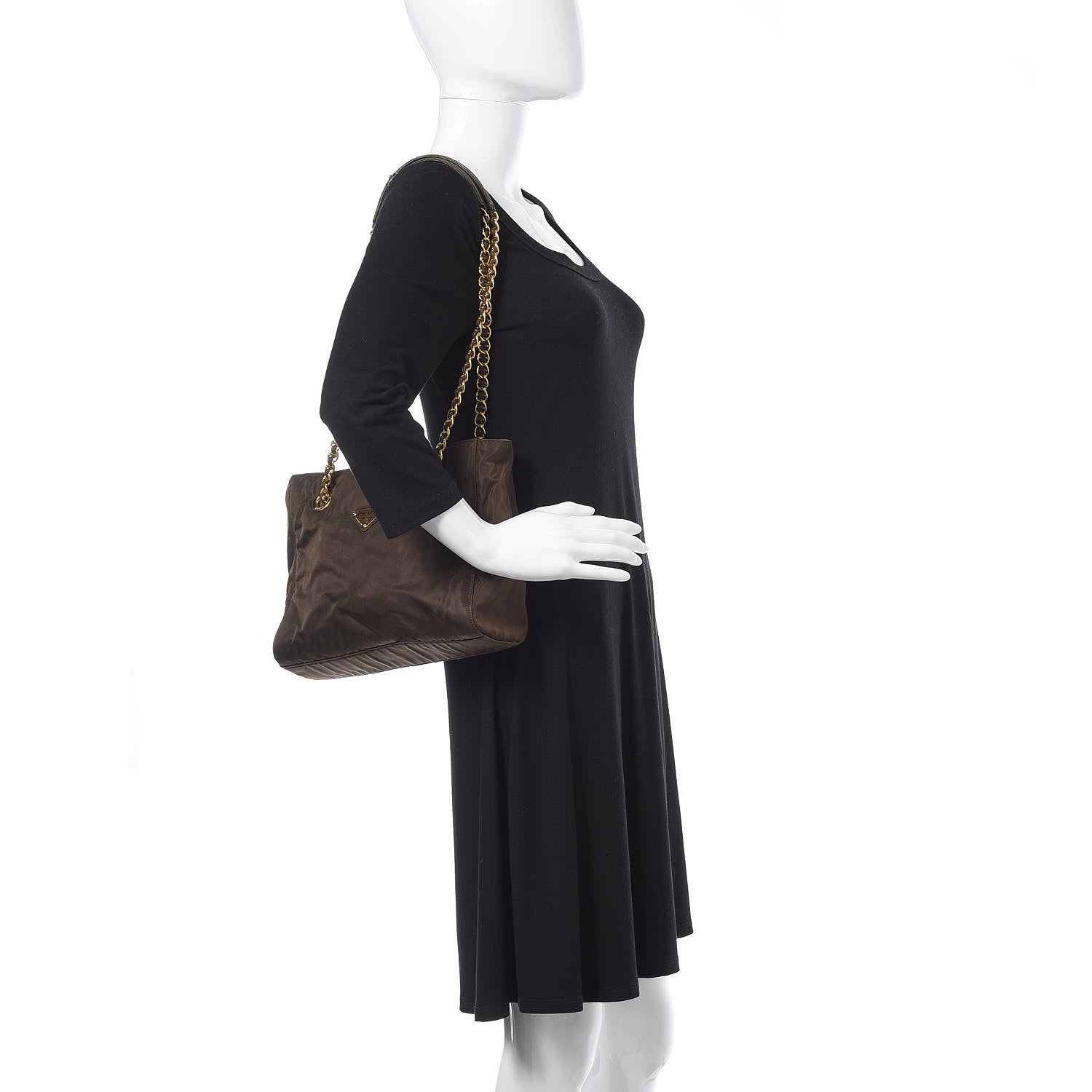 Prada Tessuto Nylon Catena Shoulder Bag Muschio 2 of 10