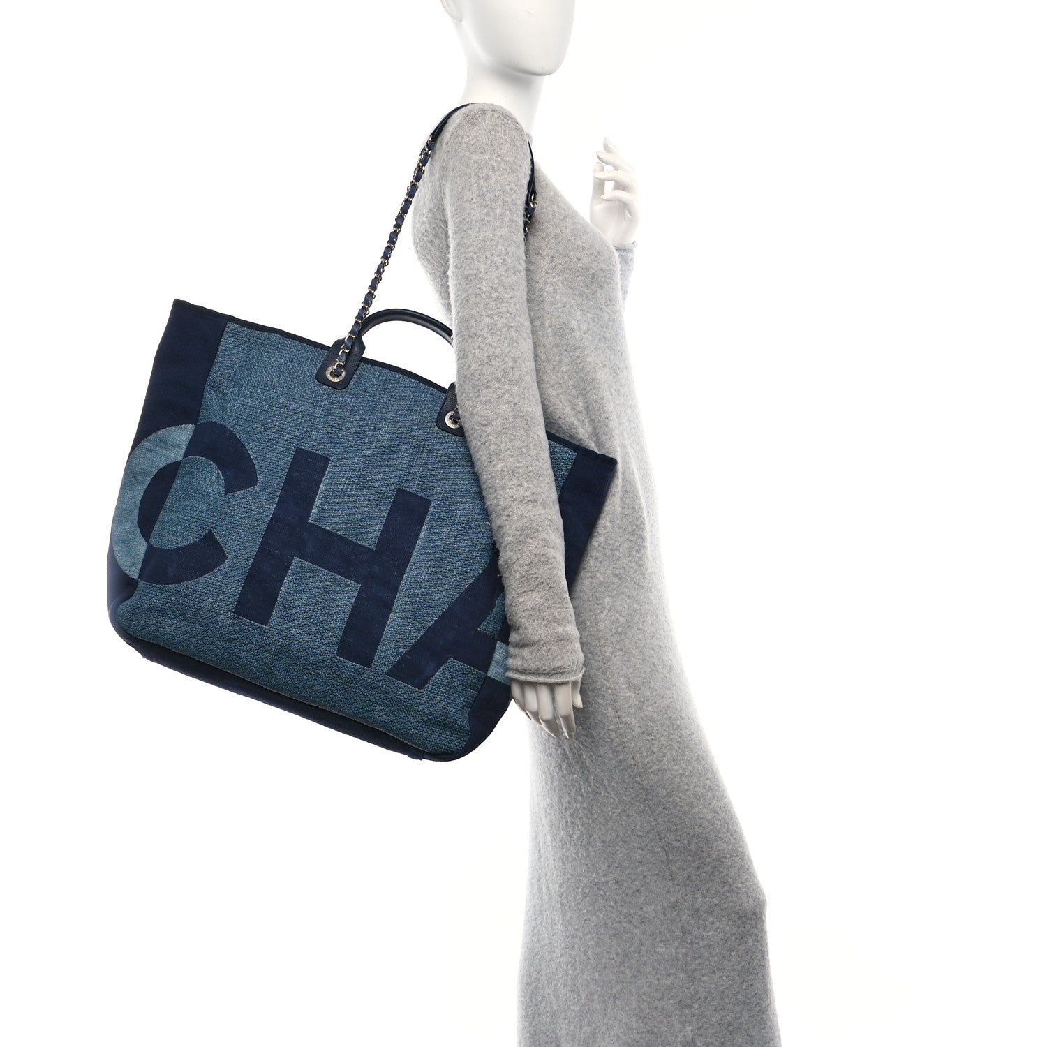 Chanel Canvas Large Maxi Shopping Tote Dark Blue 2 of 10