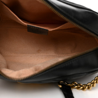 Gucci Calfskin Matelasse Small GG Marmont Chain Shoulder Bag Black 5 of 11
