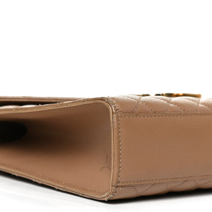 Saint Laurent Grain De Poudre Textured Mixed Matelasse Triquilt Large Monogram Satchel Cork 10 of 13
