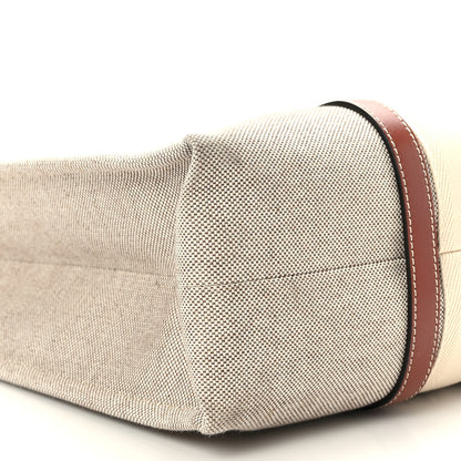 Chloe Cotton Calfskin Large Woody Ribbon Tote White Brown 8 of 9