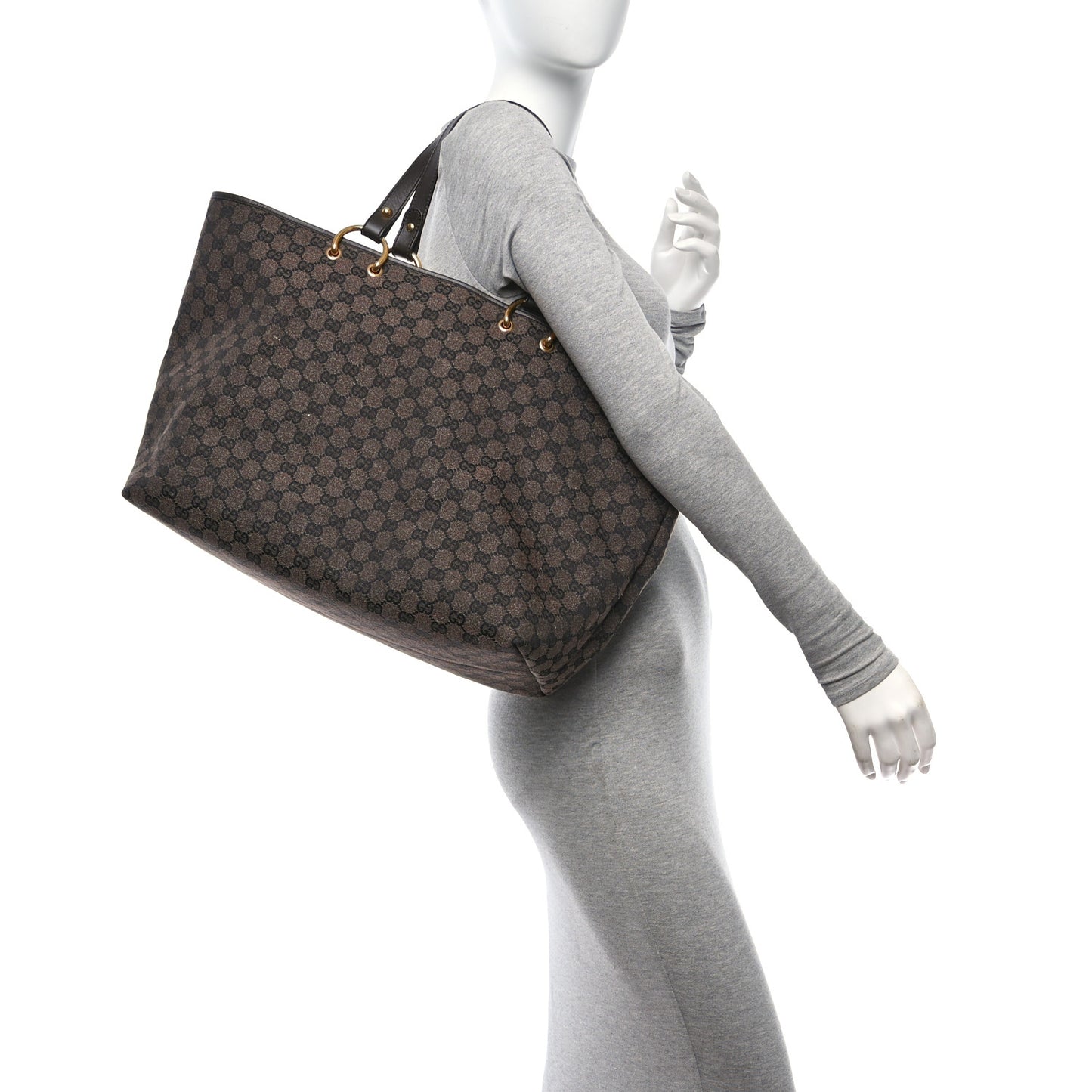 Monogram Denim Large Tote Brown