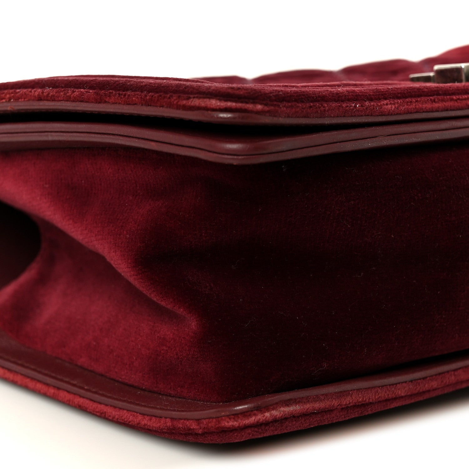 Chanel Velvet Tweed Quilted Medium Boy Flap Burgundy 9 of 10