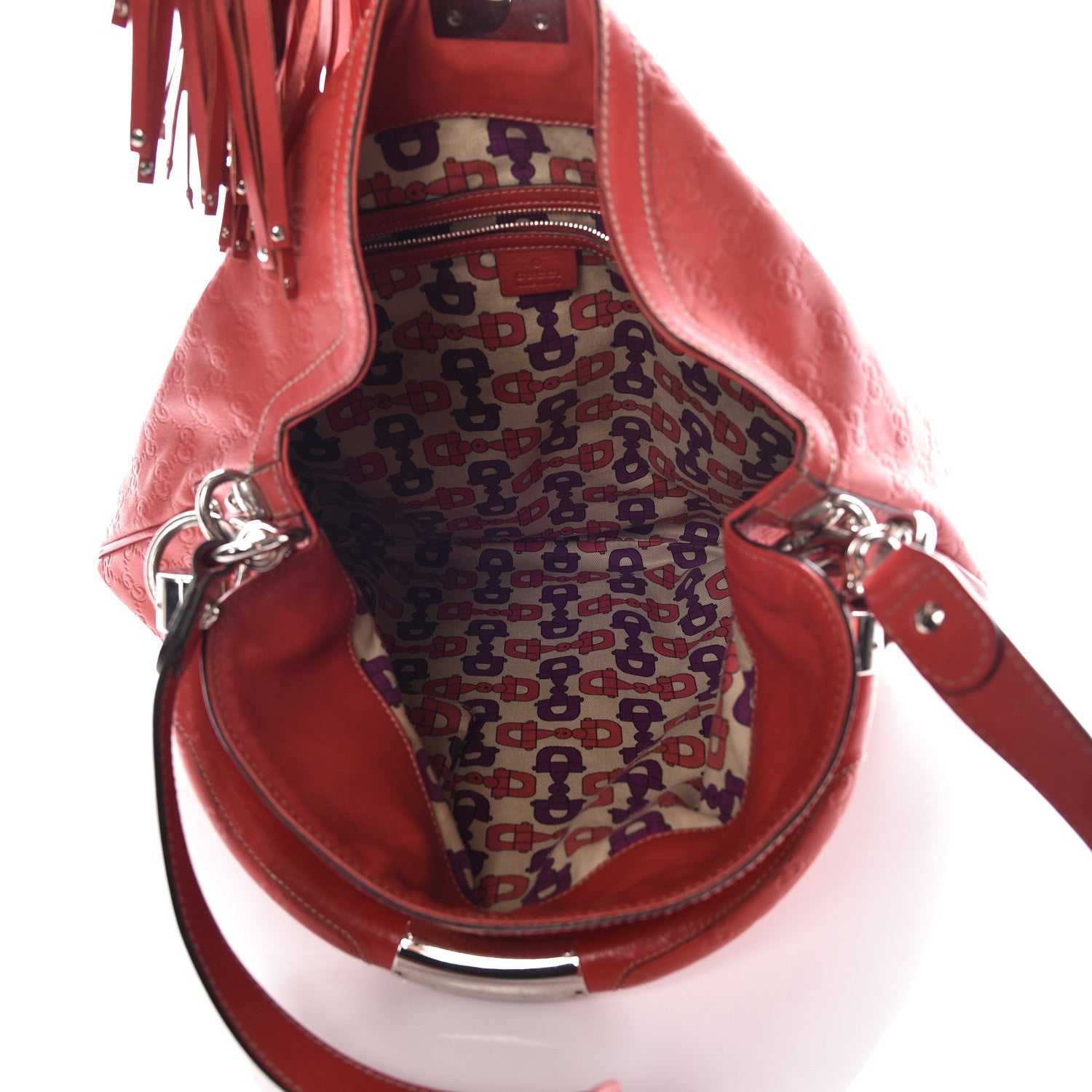 Gucci Guccissima Large Indy Top Handle Hobo Red 7 of 12