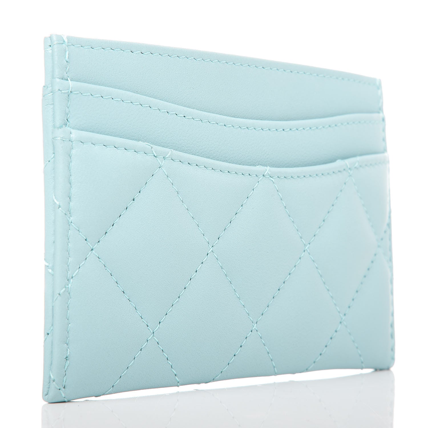 Chanel Lambskin Quilted Card Holder Light Blue 3 of 9