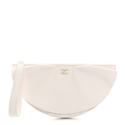Chanel Lambskin Quilted Wave Clutch White 1 of 8