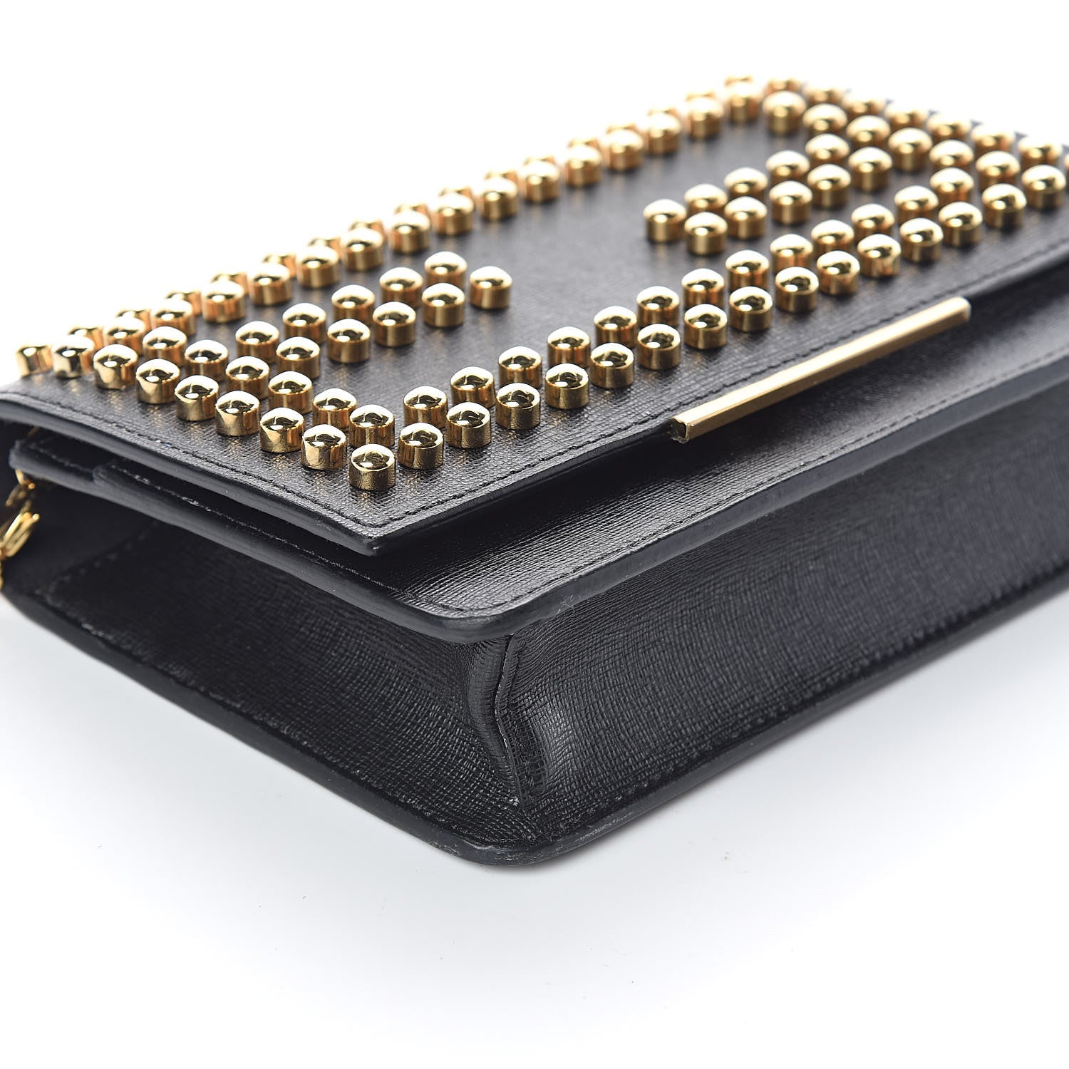 Fendi Vitello Elite Studded Tube Wallet on Chain Black 7 of 8