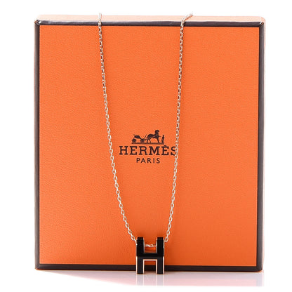 Hermes Lacquered Rose Gold Pop H Pendant Necklace Black 8 of 8