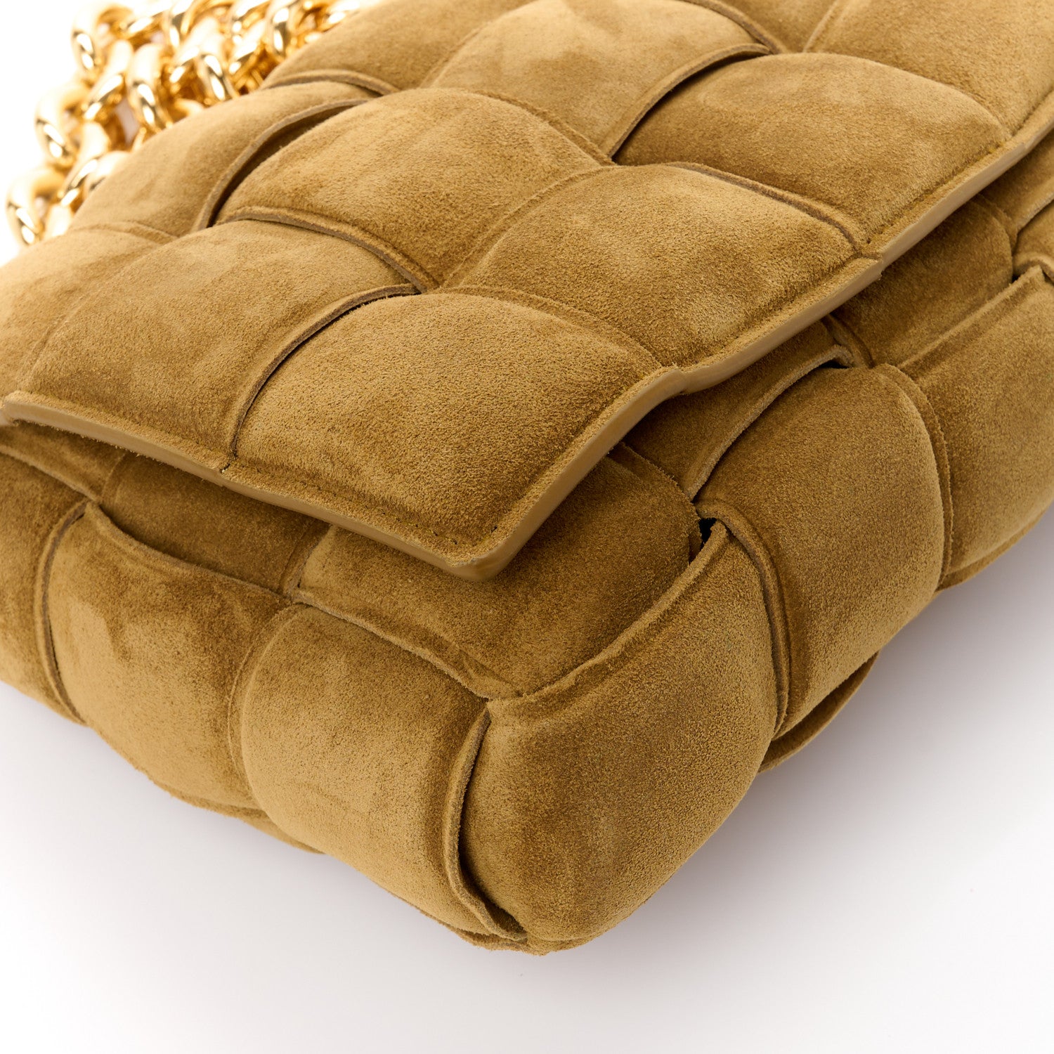 Bottega Veneta Suede Maxi Intrecciato Padded Chain Cassette Crossbody Bag Taupe 11 of 13