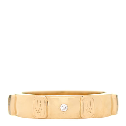 Harry Winston 18K Yellow Gold Diamond HW Logo Single Diamond Band Ring 53 6.25 1 of 7