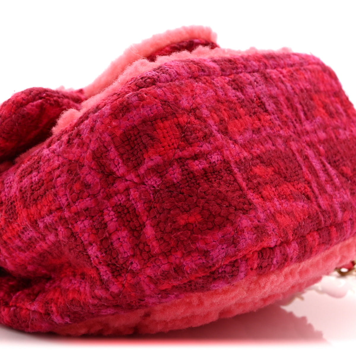 Shearling Tweed Quilted Mini Square Flap Bag Pink