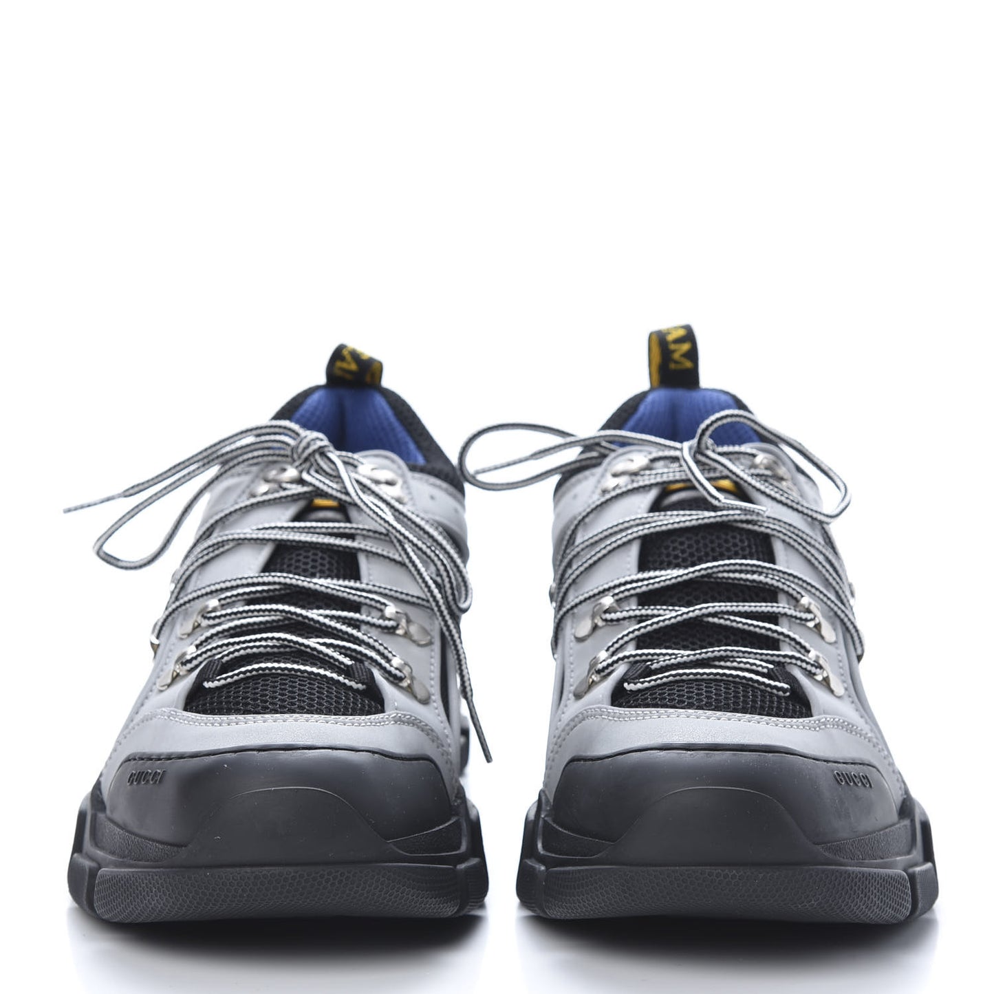 X SEGA Mesh Technical Canvas Calfskin Reflective Mens Flashtrek Sneakers 10.5 Silver Black