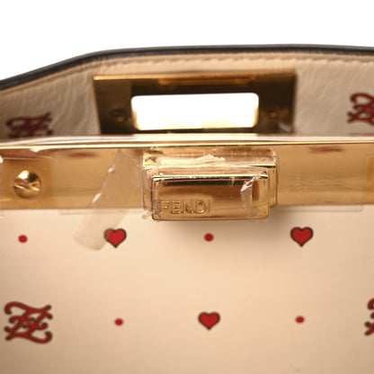 Fendi Vitello Seta Shiny Nappa Chinese Valentines Day Karligraphy Small Peekaboo I SEE U Satchel Panna Rosso Cardinale 6 of 10