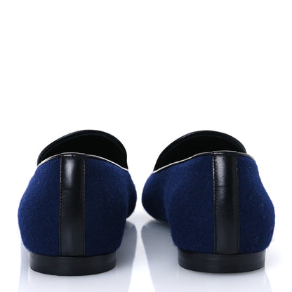 Chanel Fabric Lambskin Womens CC Mocassin Loafers 41 Navy Black 6 of 10