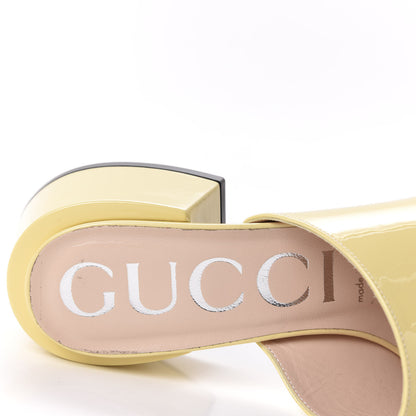 Gucci Patent Lexi Horsebit Mid-Heel Slide Sandals 38 Burro 7 of 10